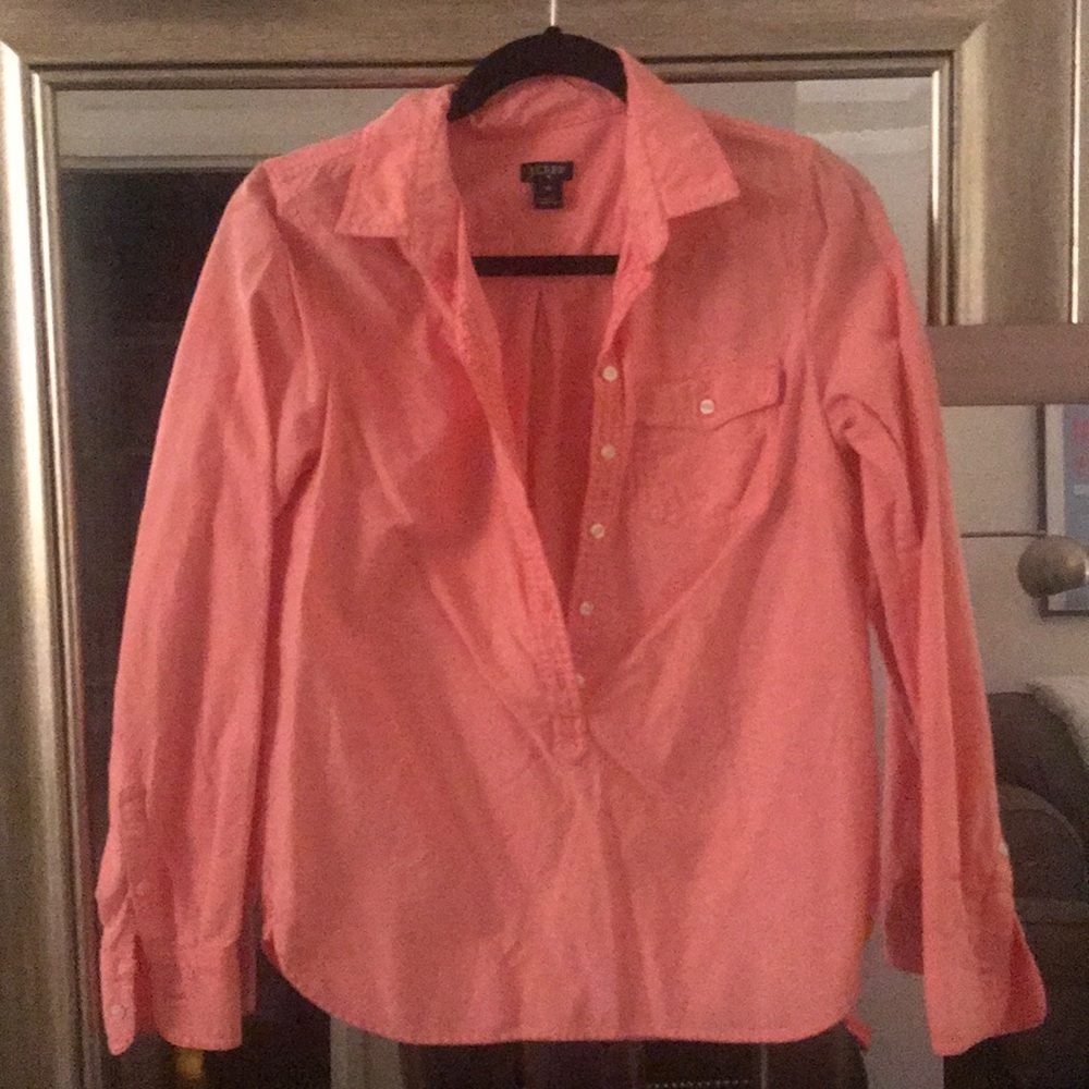 Salmon half button down